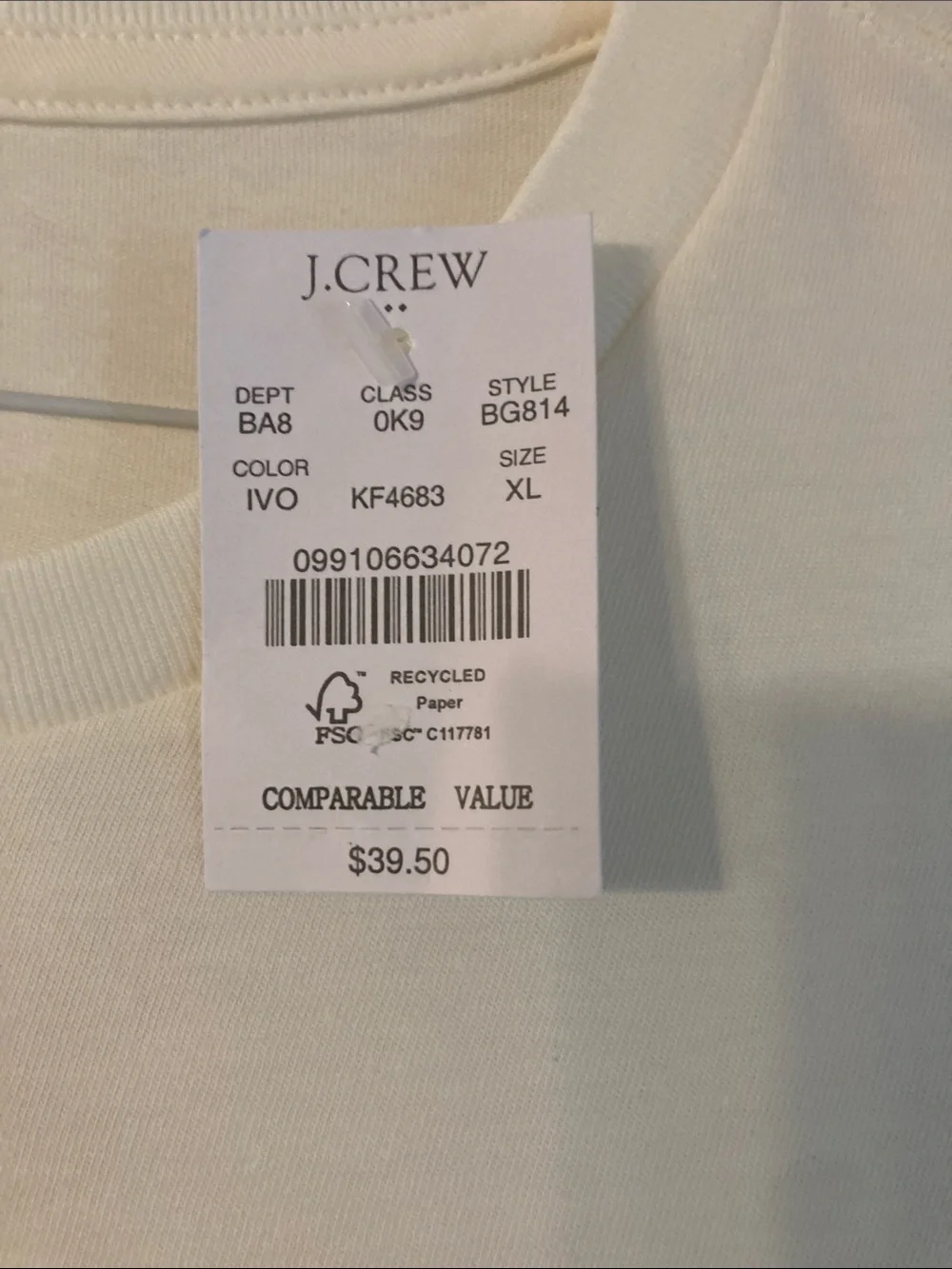 J. Crew Cream Short-Sleeve Tee with Hot Dog Patch